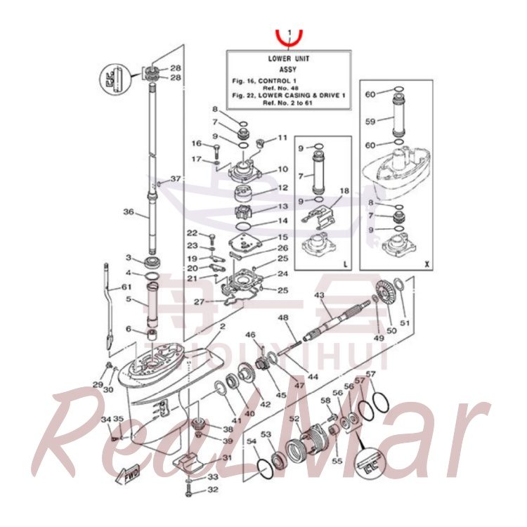 FIG. 22 LOWER CASING & DRIVE 1 爆炸图